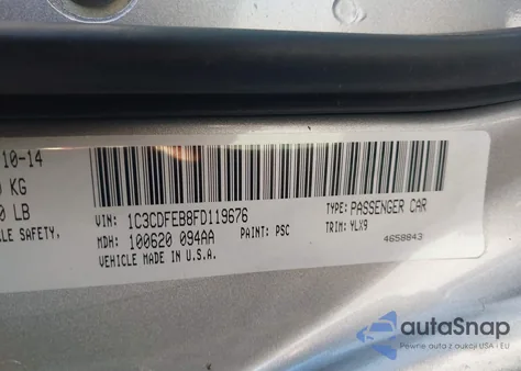 2015 Dodge Dart Gt from USA, damaged, VIN 1C3CDFEB8FD119676